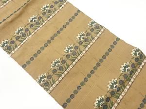 横段に草花模様織出し名古屋帯